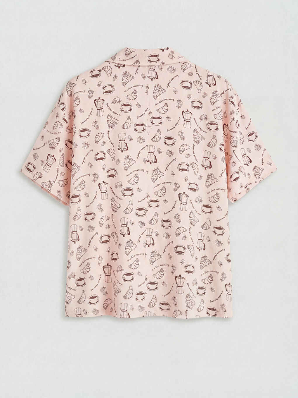 Pembe Gömlek Yaka Desenli Kadın Şortlu Pijama Takımı-2