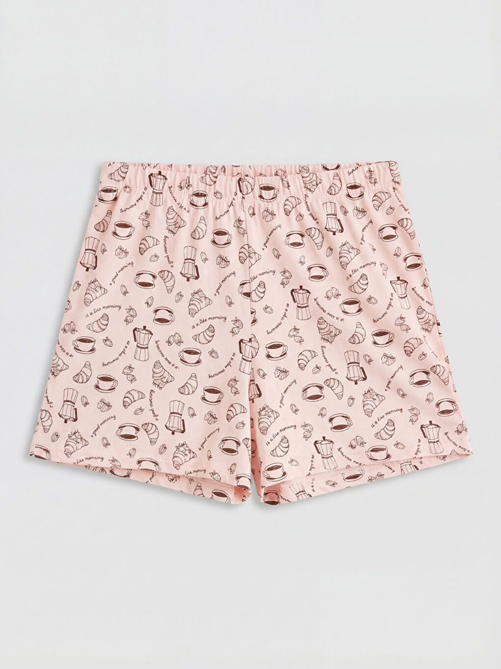 Pembe Gömlek Yaka Desenli Kadın Şortlu Pijama Takımı-3