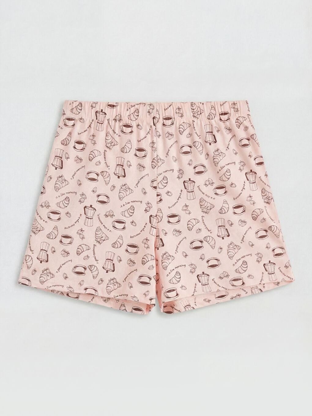 Pembe Gömlek Yaka Desenli Kadın Şortlu Pijama Takımı-4