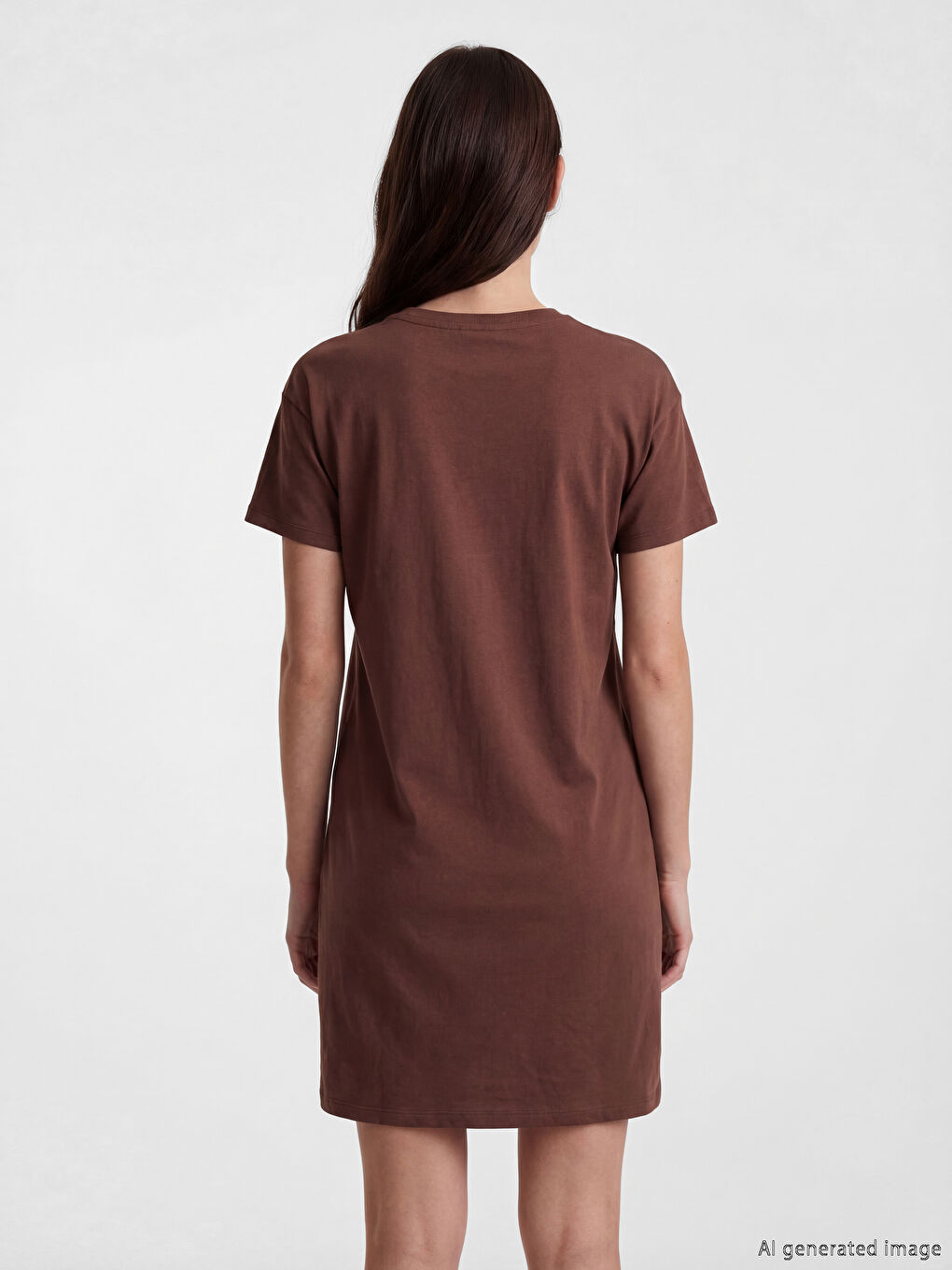 Kahverengi Bisiklet Yaka Baskılı Kadın Gecelik-3