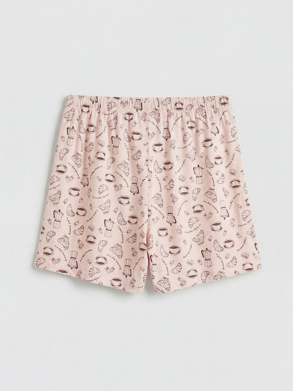 Pembe Bisiklet Yaka Baskılı Kadın Şortlu Pijama Takımı-4