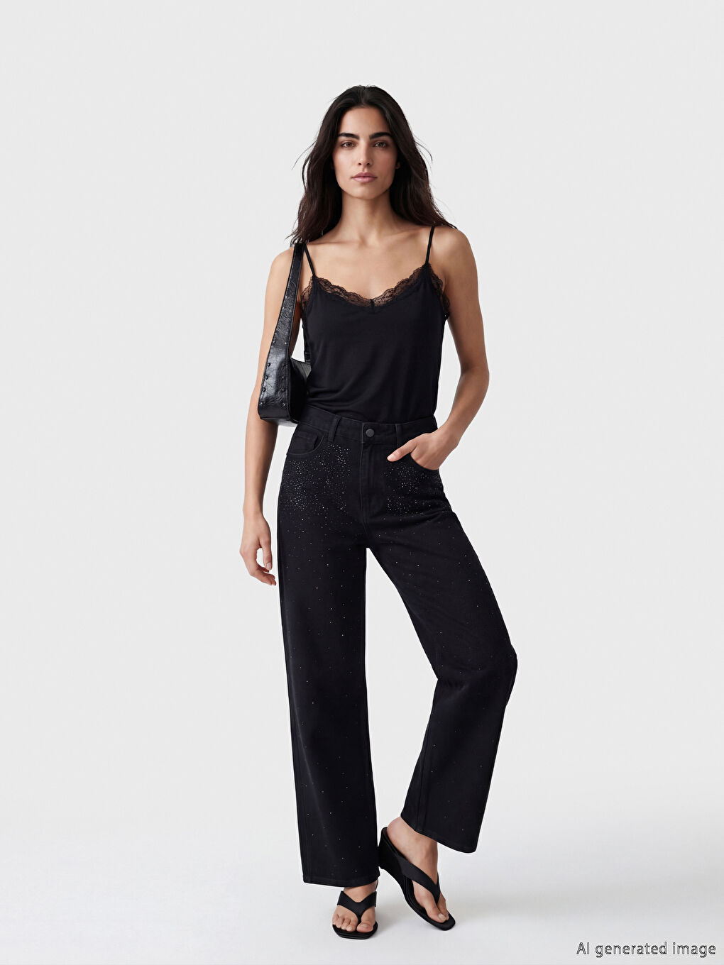 Women's V-Neck Lace Detail Strappy Blouse-1