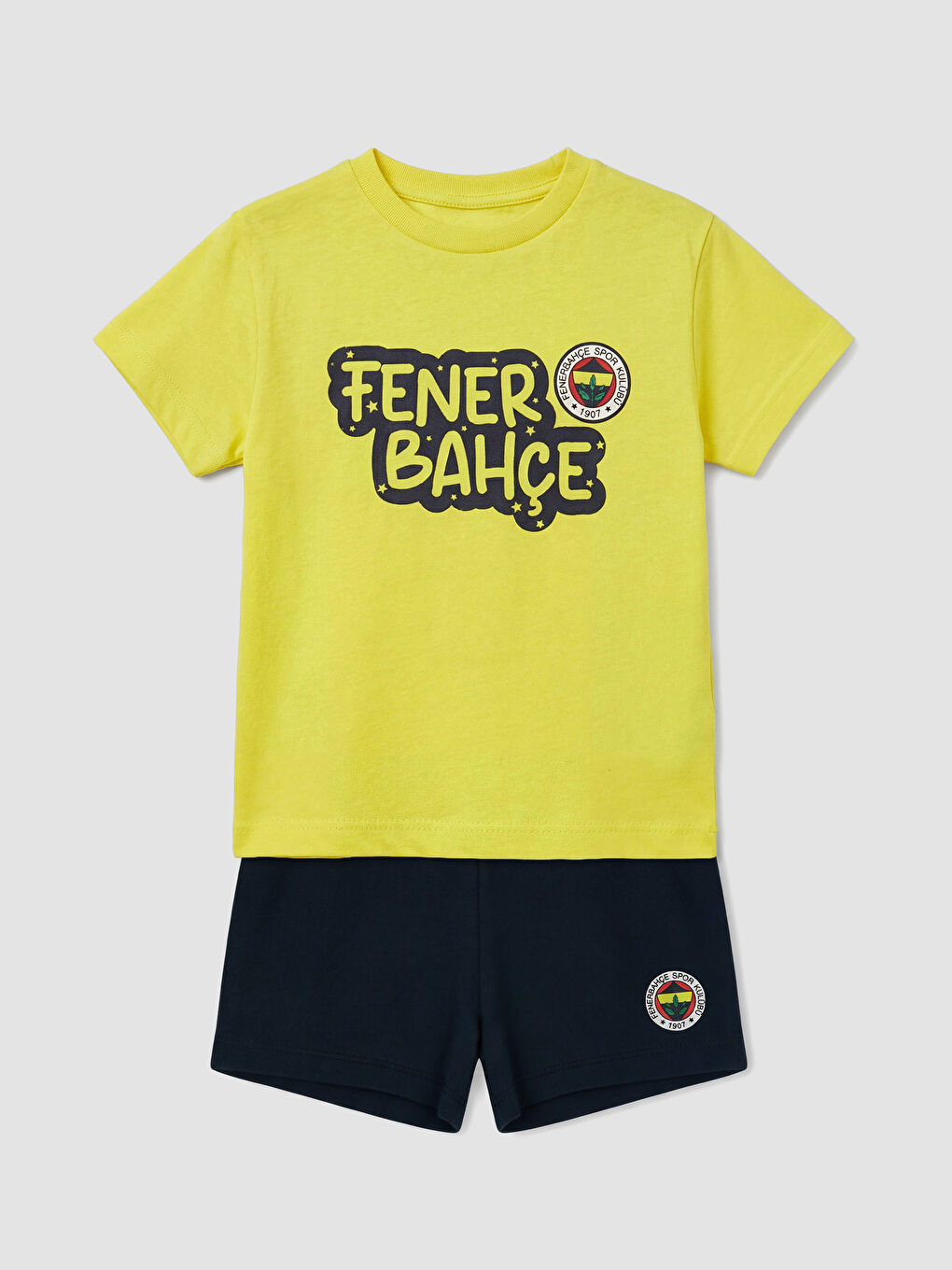 Sarı Fenerbahçe Baskılı Erkek Bebek Şortlu Takım
