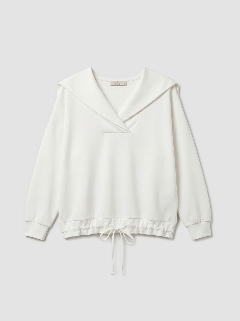 Ekru V Yaka Kadın Sweatshirt