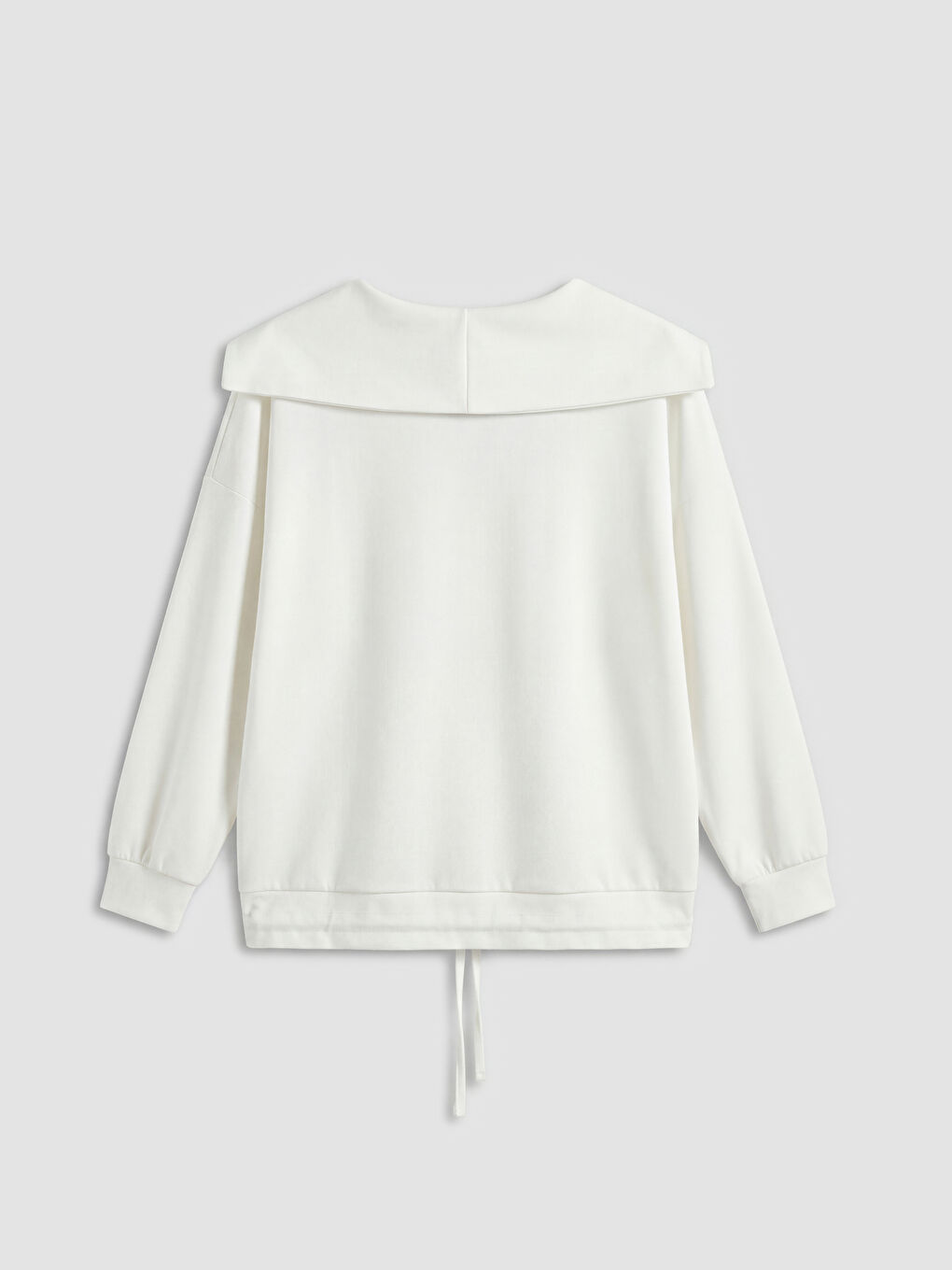 Ekru V Yaka Kadın Sweatshirt-1