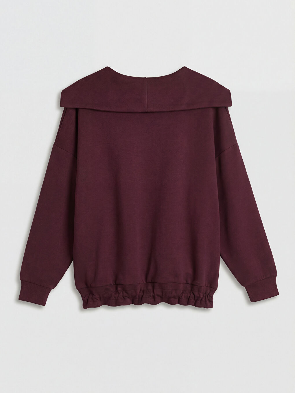 Bordo V Yaka Kadın Sweatshirt-1