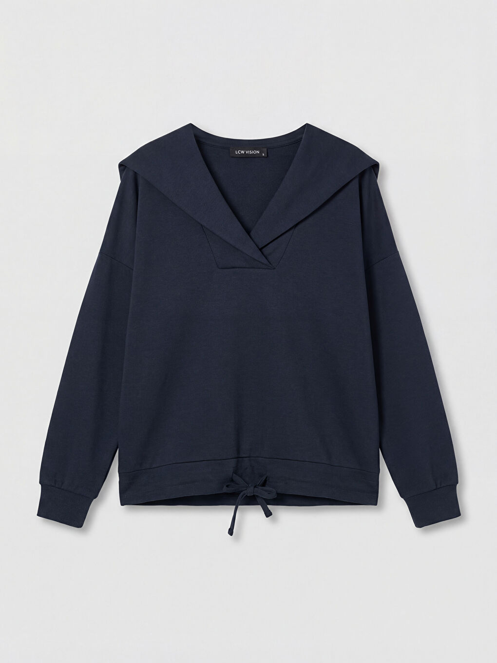 Lacivert V Yaka Kadın Sweatshirt