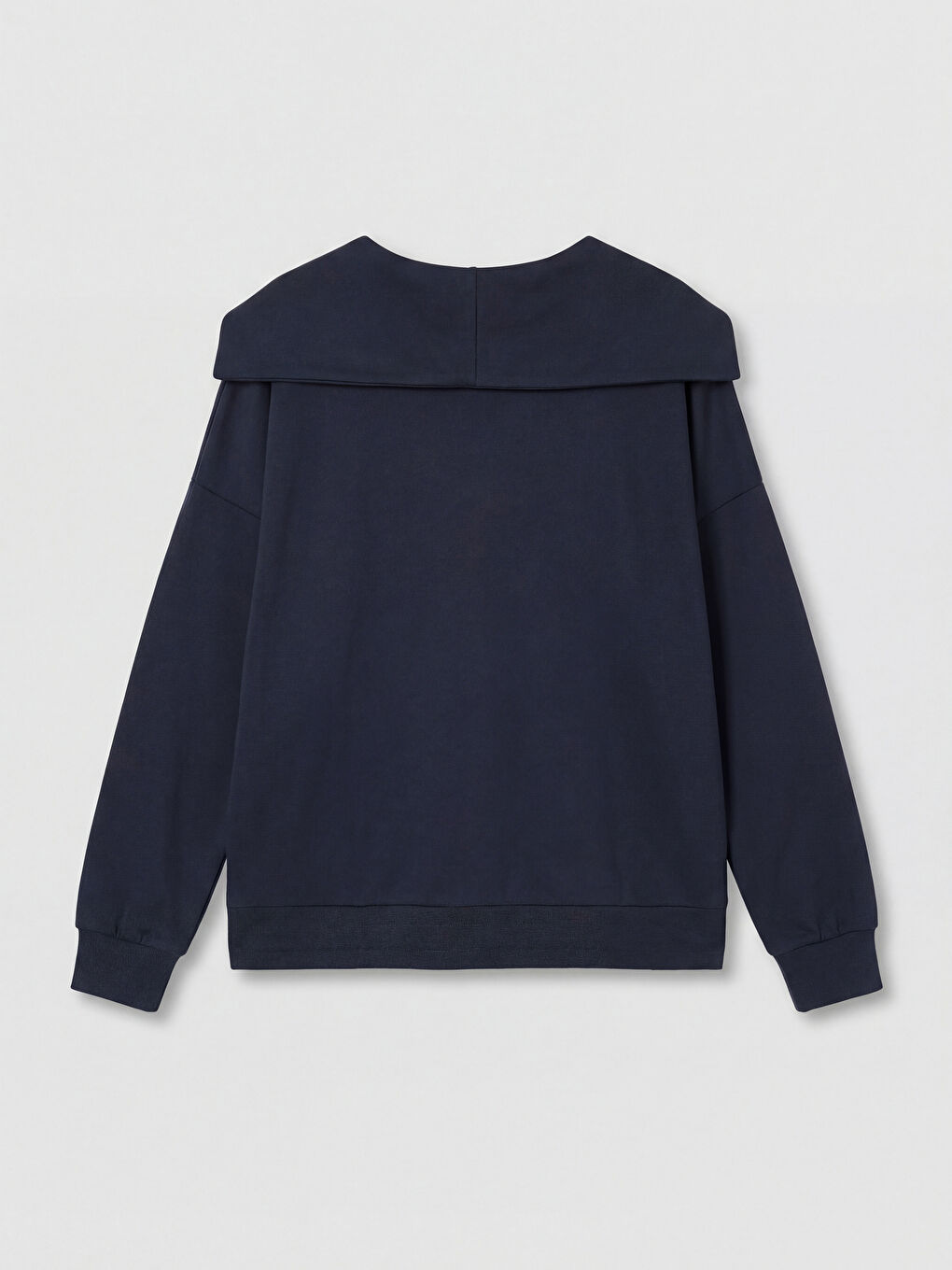 Lacivert V Yaka Kadın Sweatshirt-1