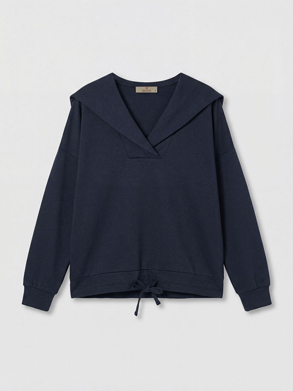 Lacivert V Yaka Kadın Sweatshirt-4