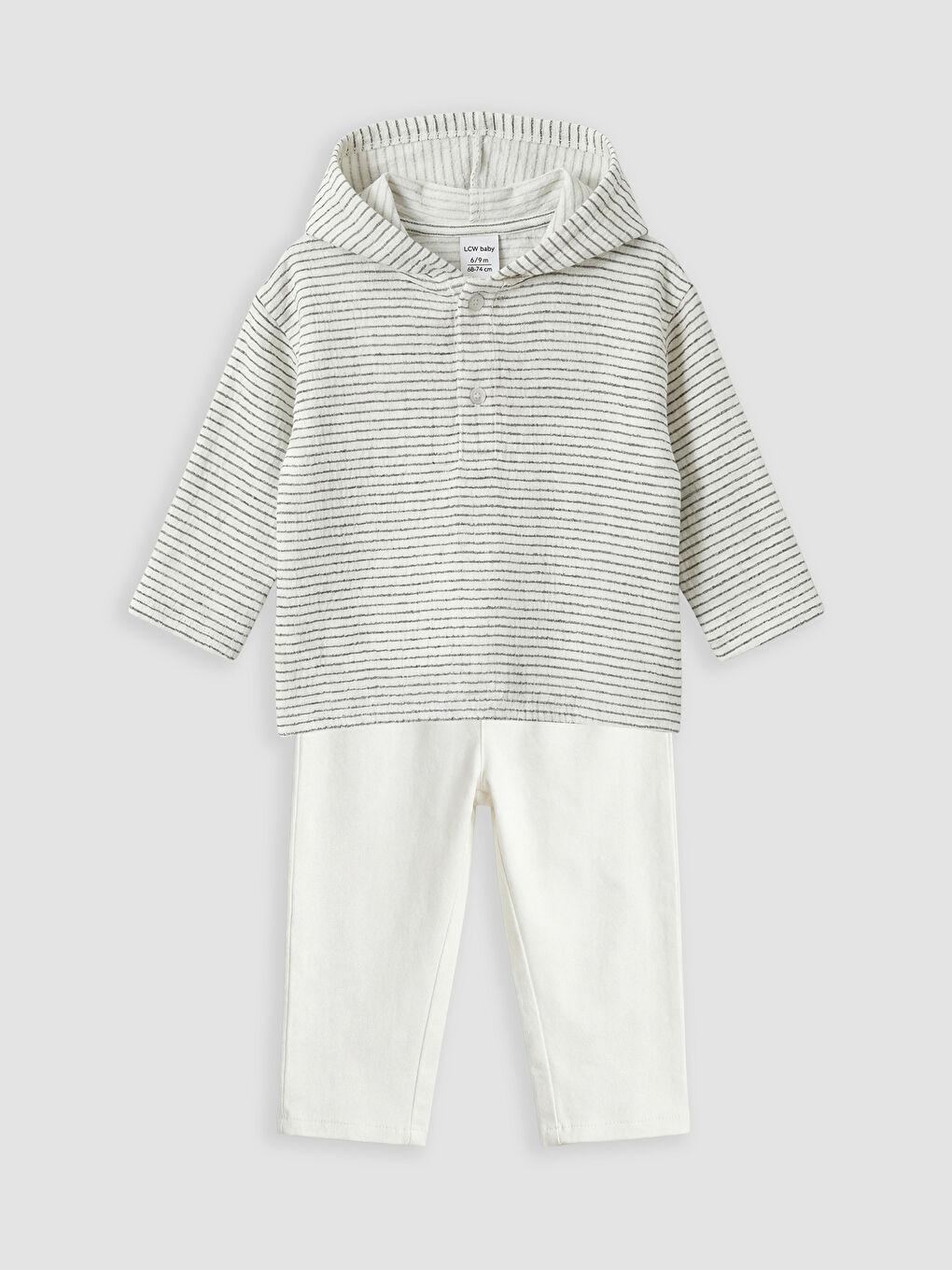 Ekru Çizgili Erkek Bebek Sweatshirt ve Pantolon 
