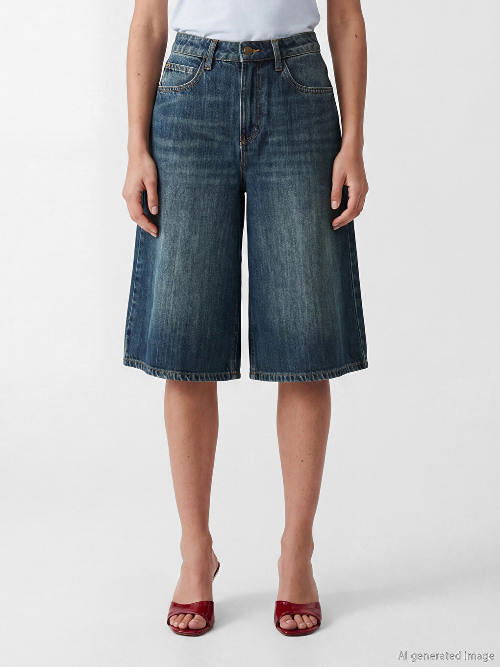 Woman Indigo Denim Shorts-1