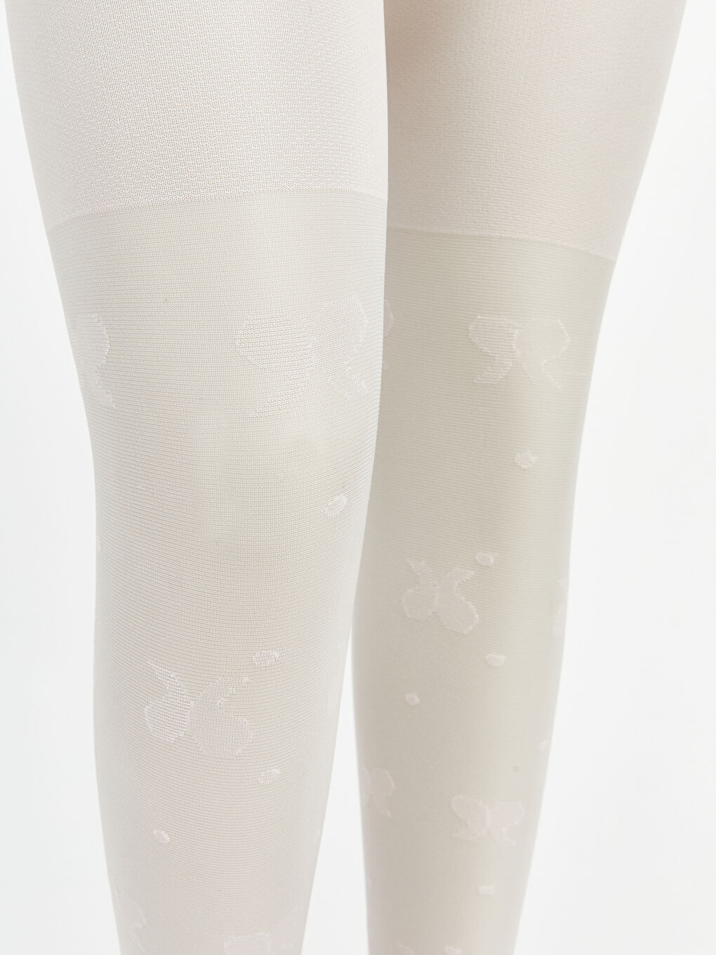 Beyaz Kelebek Desenli Kız Çocuk Külotlu Çorap 2'li-1