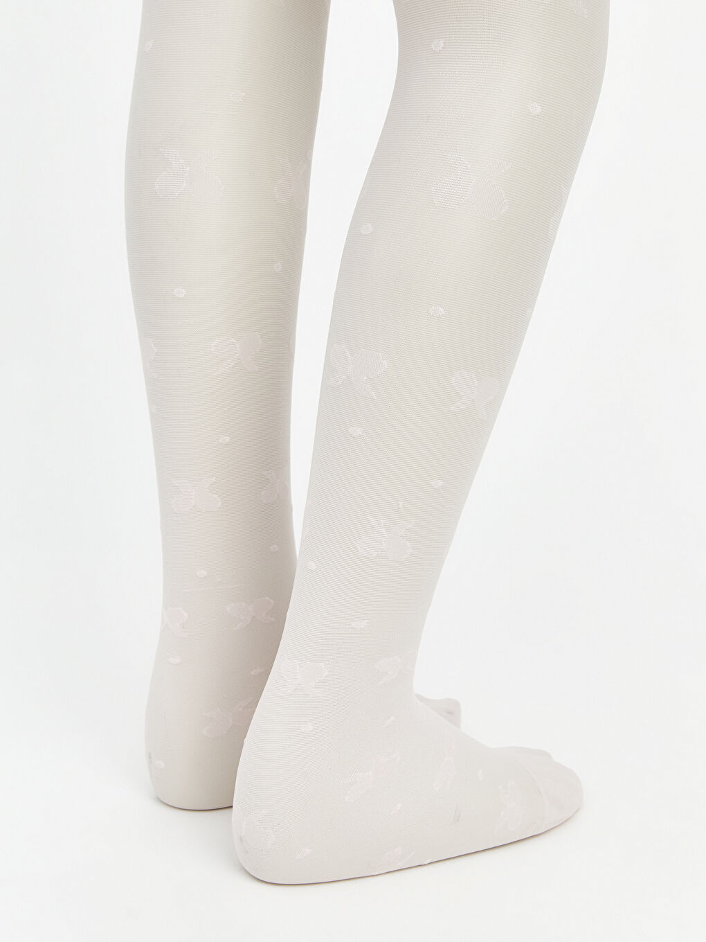 Beyaz Kelebek Desenli Kız Çocuk Külotlu Çorap 2'li-2