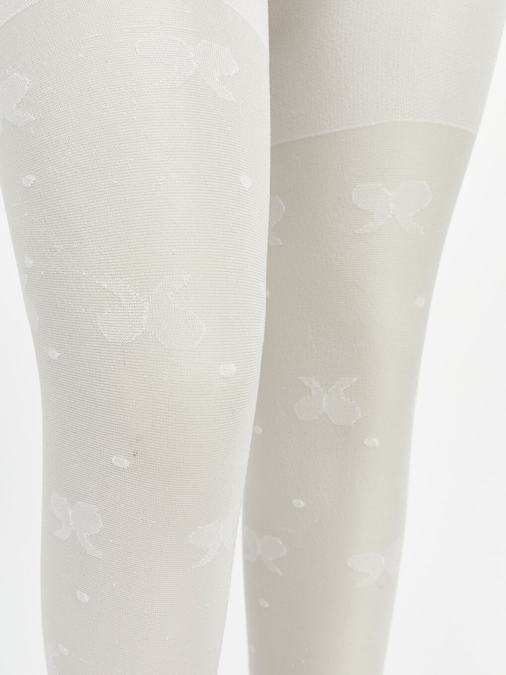 Beyaz Kelebek Desenli Kız Çocuk Külotlu Çorap 2'li-3