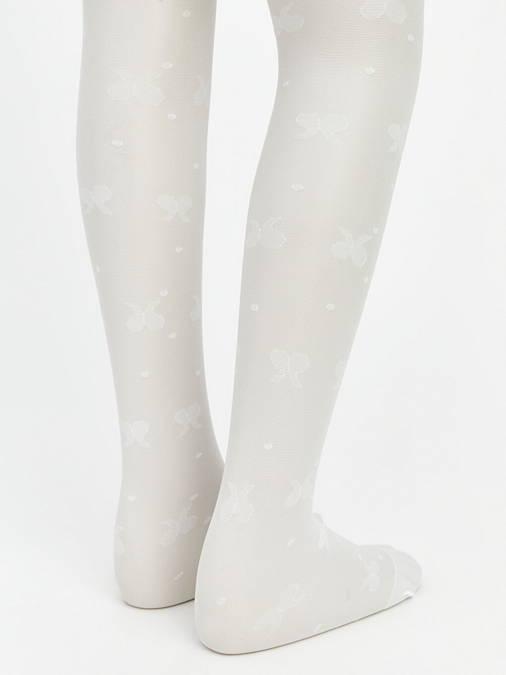 Beyaz Kelebek Desenli Kız Çocuk Külotlu Çorap 2'li-4