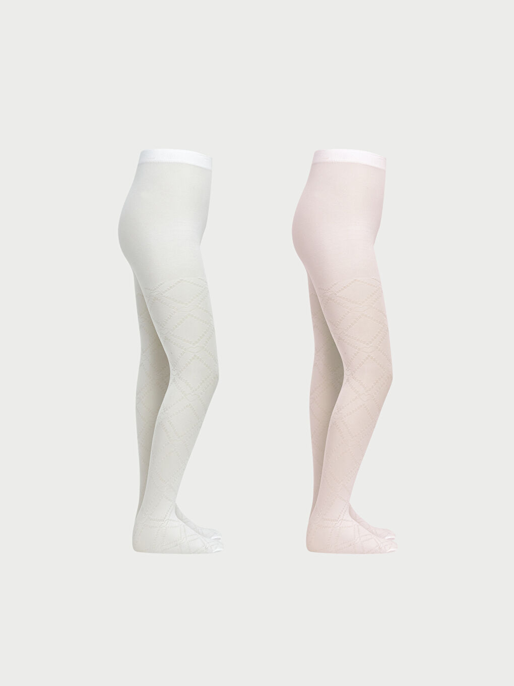 Pembe Baklava Desenli Kız Çocuk İnce Külotlu Çorap 2'li