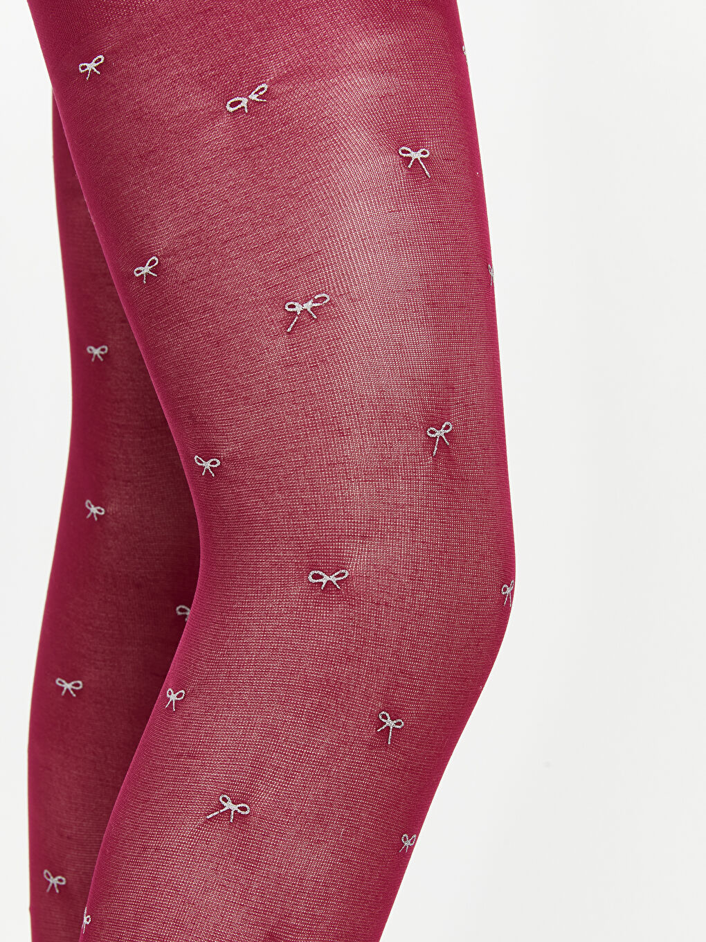 Mürdüm Fiyonk Desenli Kız Çocuk İnce Külotlu Çorap 2'li-1