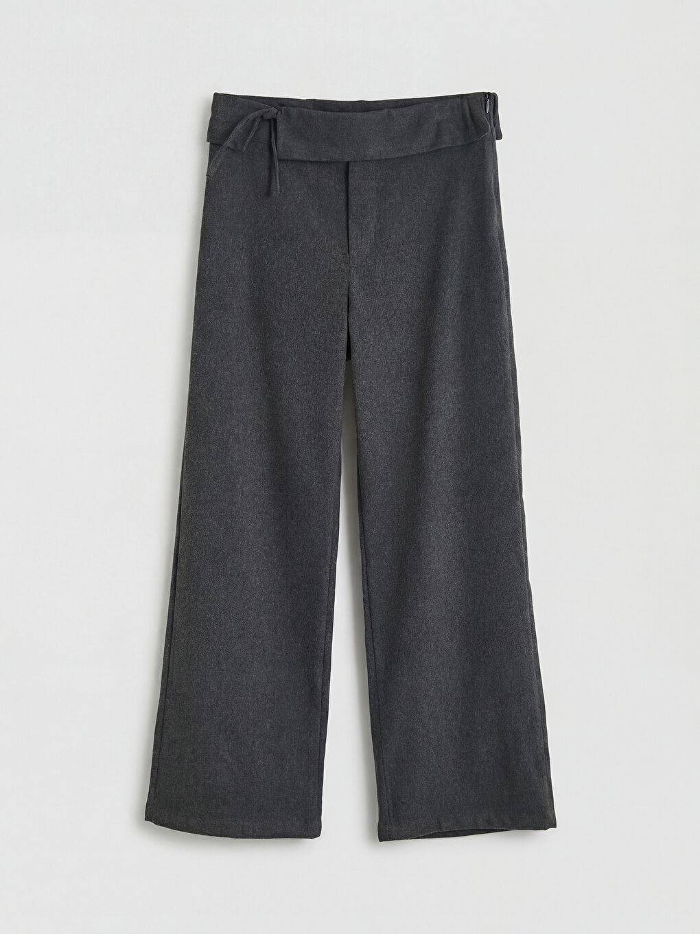 Antrasit Geniş Paça Kız Çocuk Gabardin Pantolon