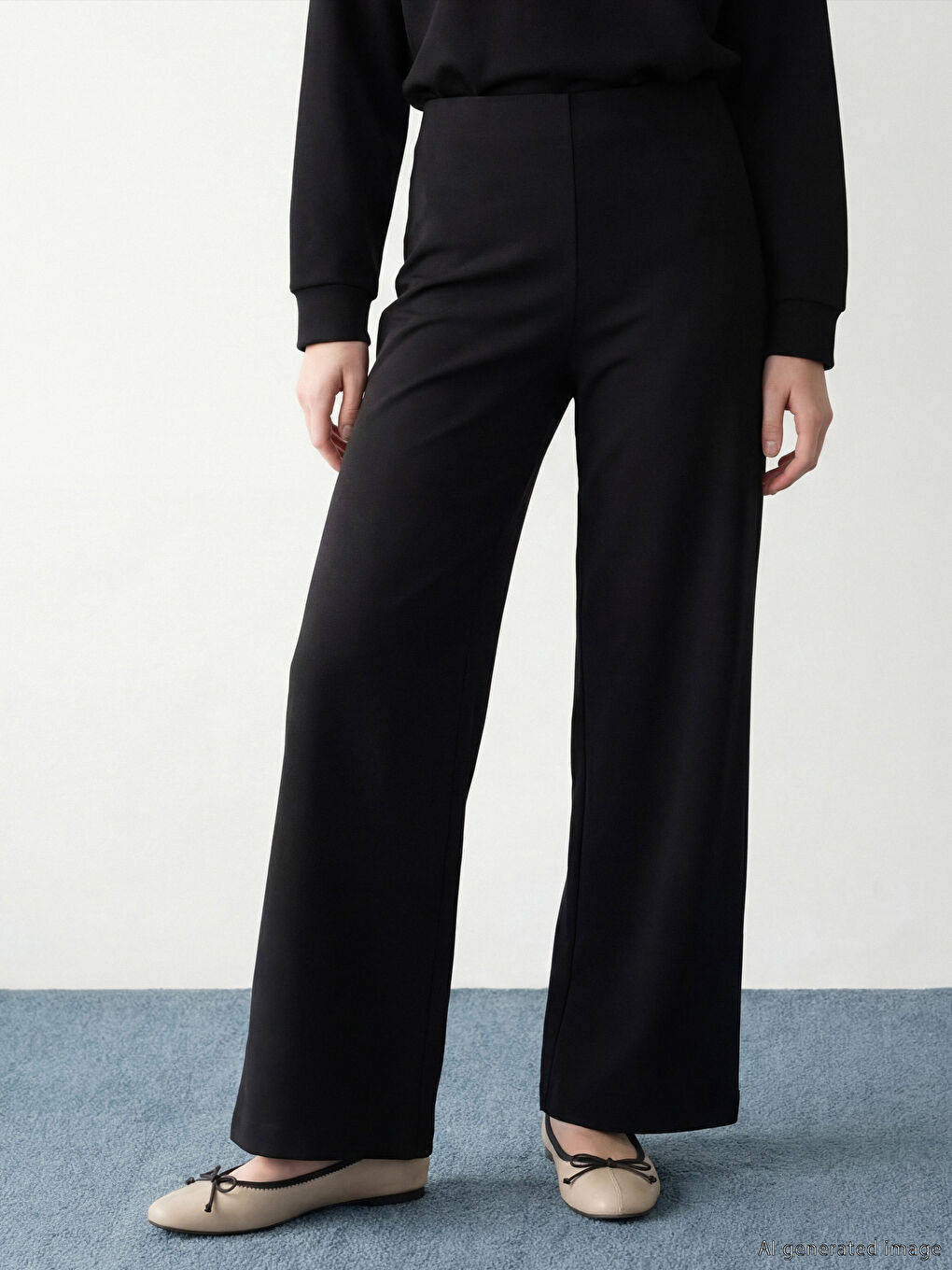 Siyah Yüksek Bel Soft Touch Kadın Eşofman Altı-3