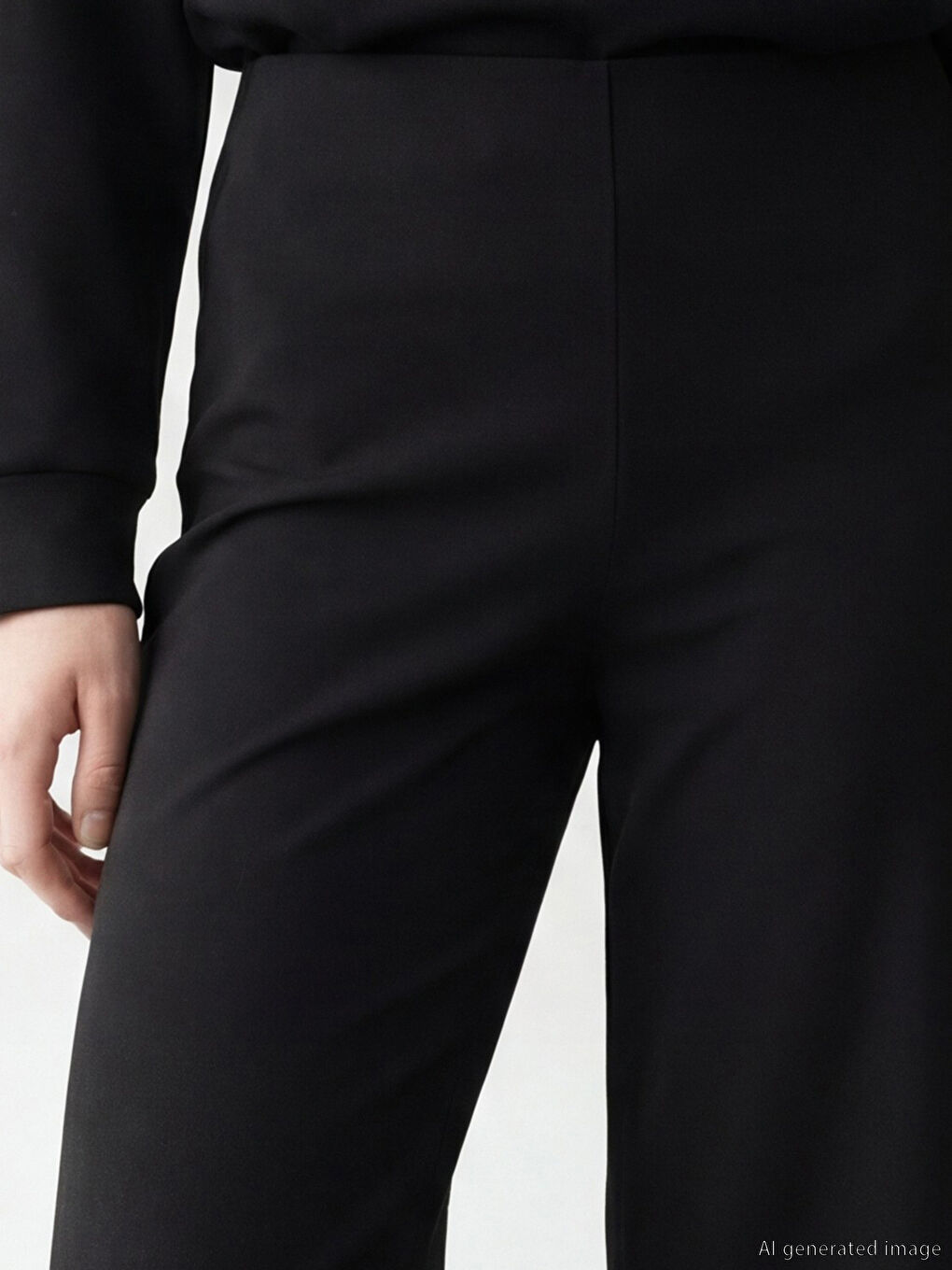 Siyah Yüksek Bel Soft Touch Kadın Eşofman Altı-6