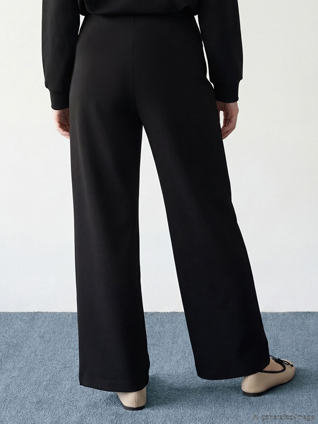 Siyah Yüksek Bel Soft Touch Kadın Eşofman Altı-9