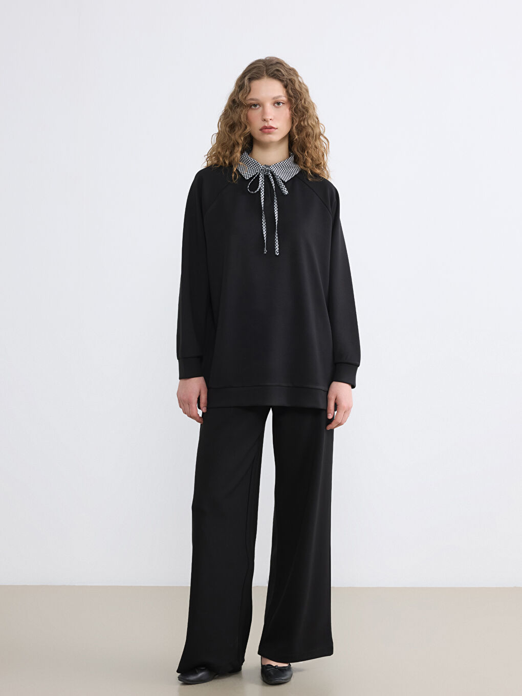 Siyah Yüksek Bel Soft Touch Kadın Eşofman Altı-2