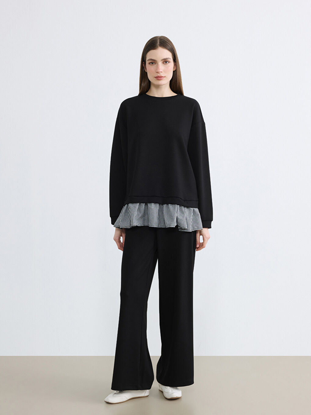 Siyah Yüksek Bel Soft Touch Kadın Eşofman Altı-1