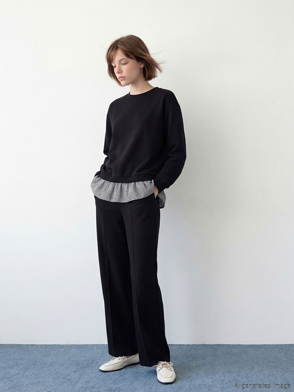 Siyah Beli Lastikli Kadın Eşofman Altı