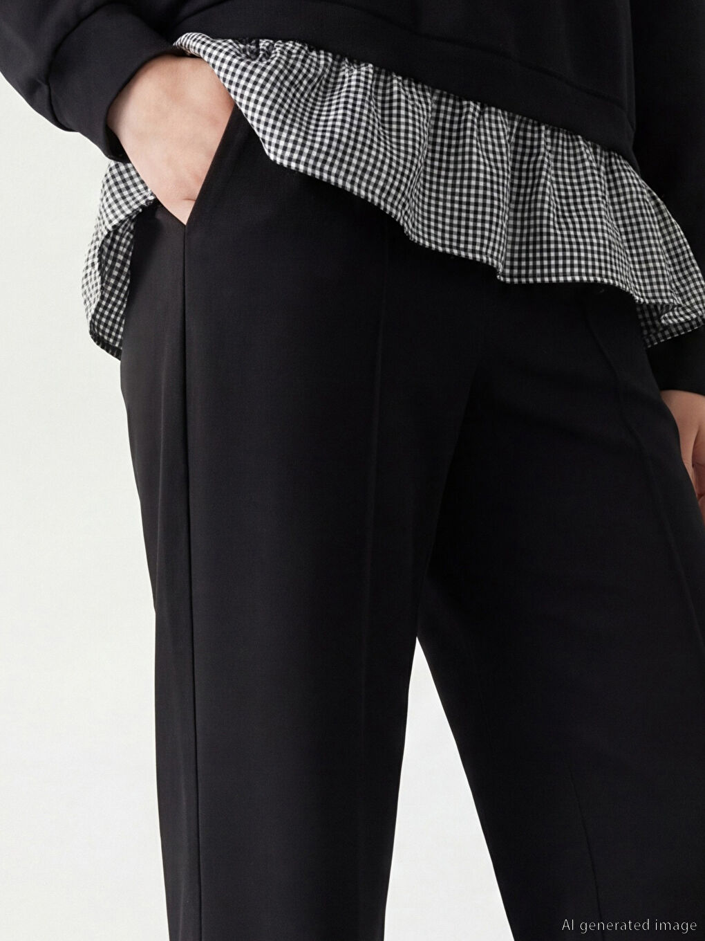 Siyah Beli Lastikli Kadın Eşofman Altı-2