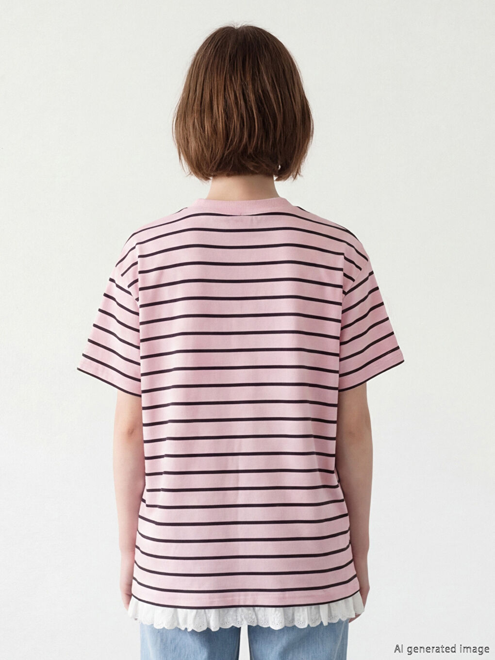Crew Neck Striped Women's T-Shirt-3
