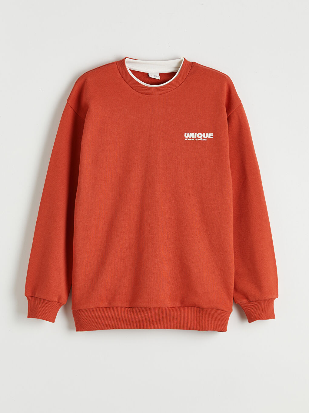 Turuncu Bisiklet Yaka Baskılı Erkek Çocuk Sweatshirt