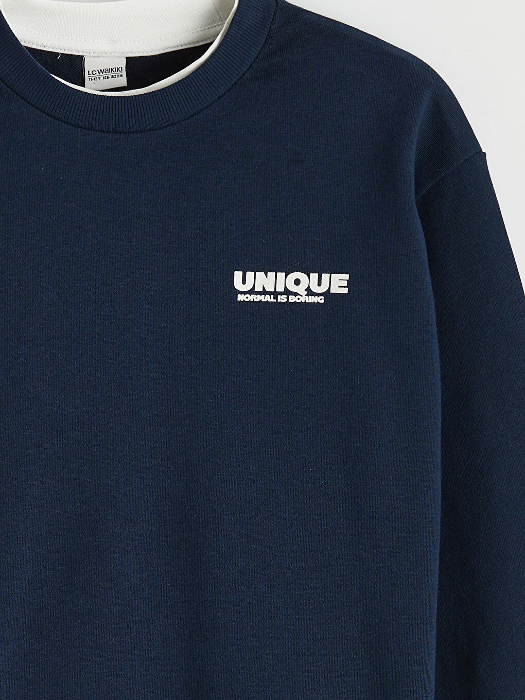 Lacivert Bisiklet Yaka Baskılı Erkek Çocuk Sweatshirt-2