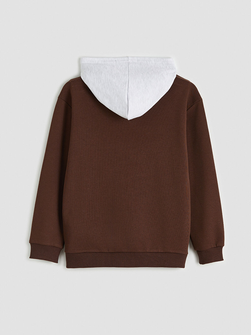 Kahverengi Kapüşonlu Baskılı Erkek Çocuk Sweatshirt-1