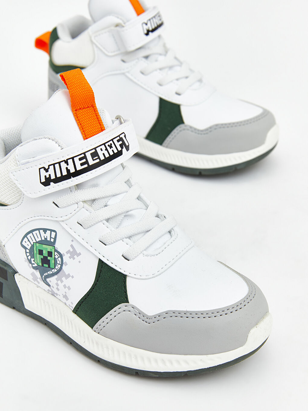 Beyaz Minecraft Baskılı Bağcık ve Cırt Cırtlı Erkek Bebek Spor Ayakkabı-2