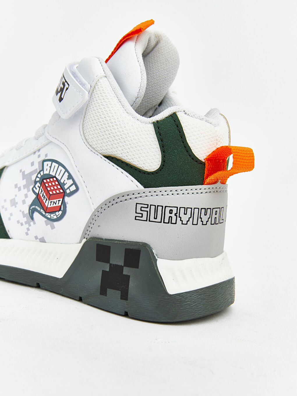 Beyaz Minecraft Baskılı Bağcık ve Cırt Cırtlı Erkek Bebek Spor Ayakkabı-4