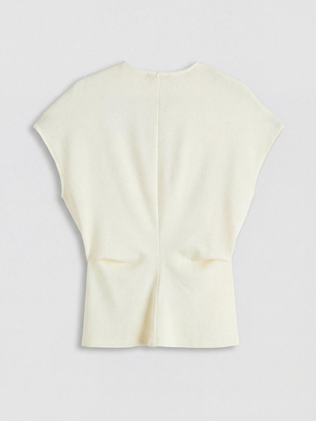 Ekru Bisiklet Yaka Büzgülü Bluz-1