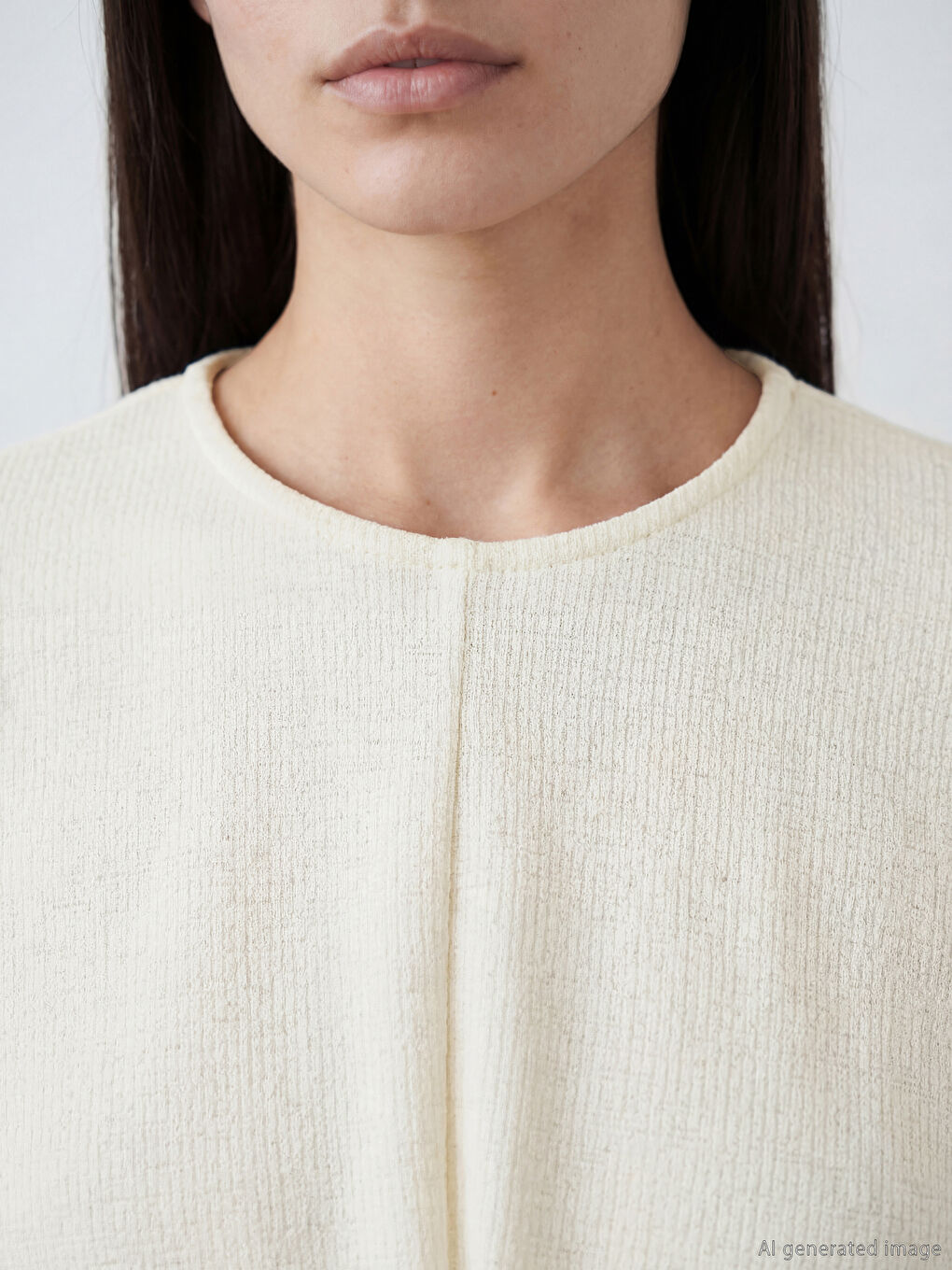 Ekru Bisiklet Yaka Büzgülü Bluz-2