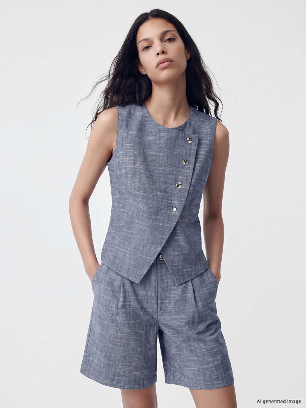 Woman Navy Suit Waistcoat