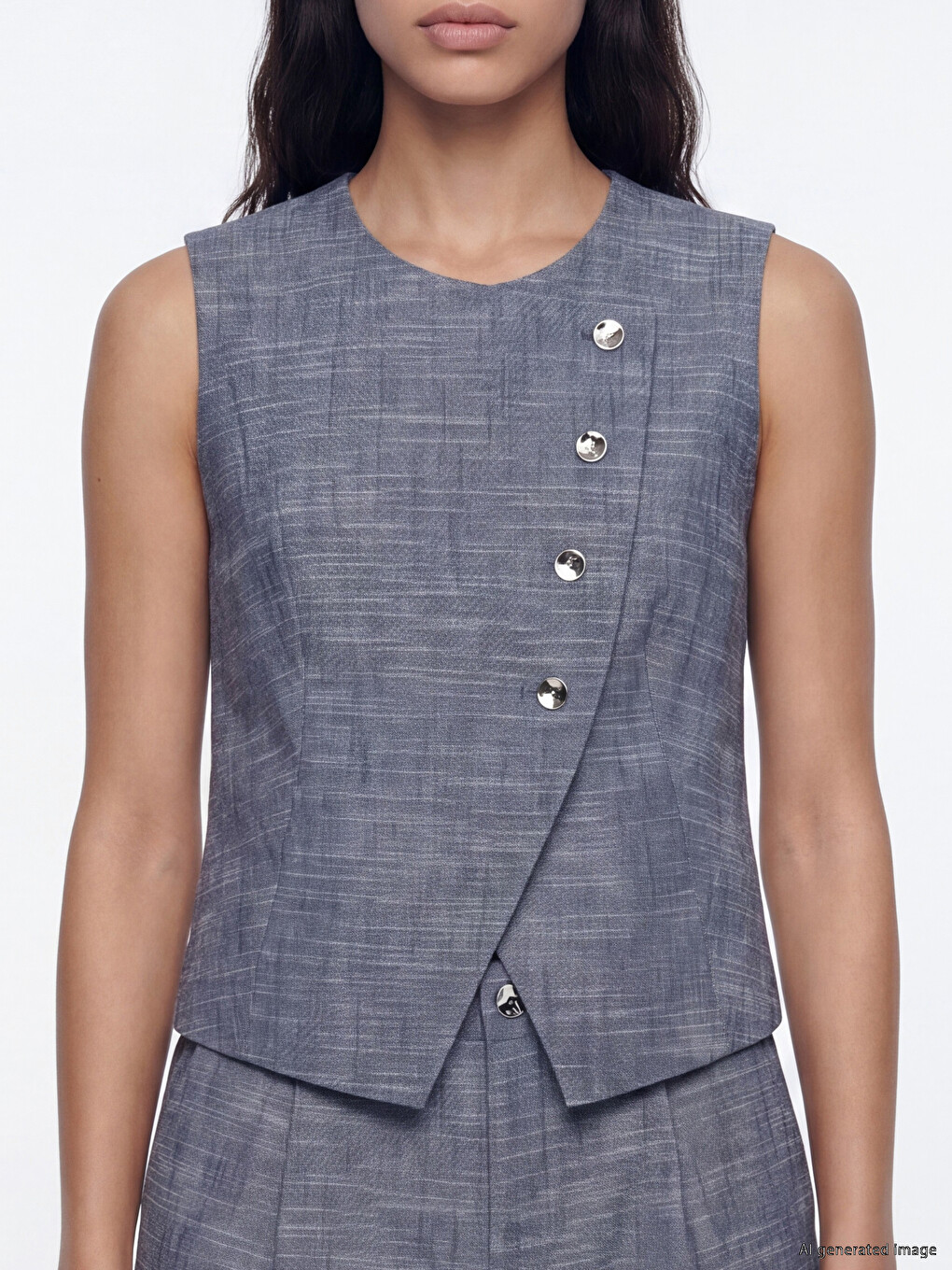 Woman Navy Suit Waistcoat-2