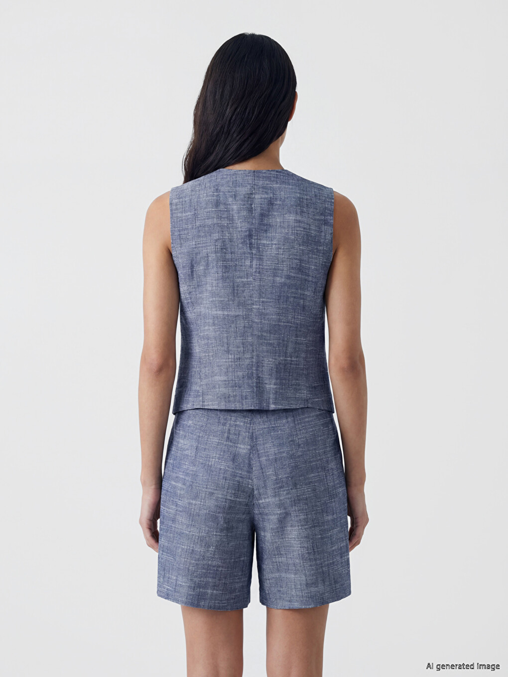Woman Navy Suit Waistcoat-3