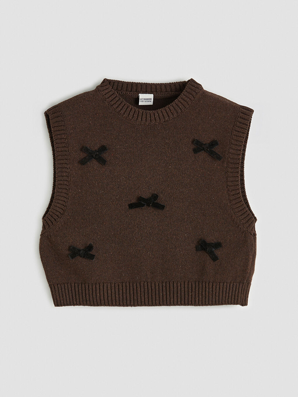 Ekru Fiyonk Detaylı Kız Çocuk Triko Süveter ve Gömlek-2