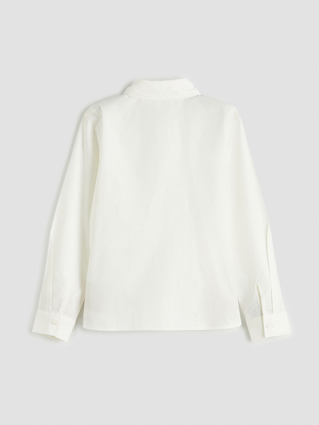 Ekru Fiyonk Detaylı Kız Çocuk Triko Süveter ve Gömlek-3