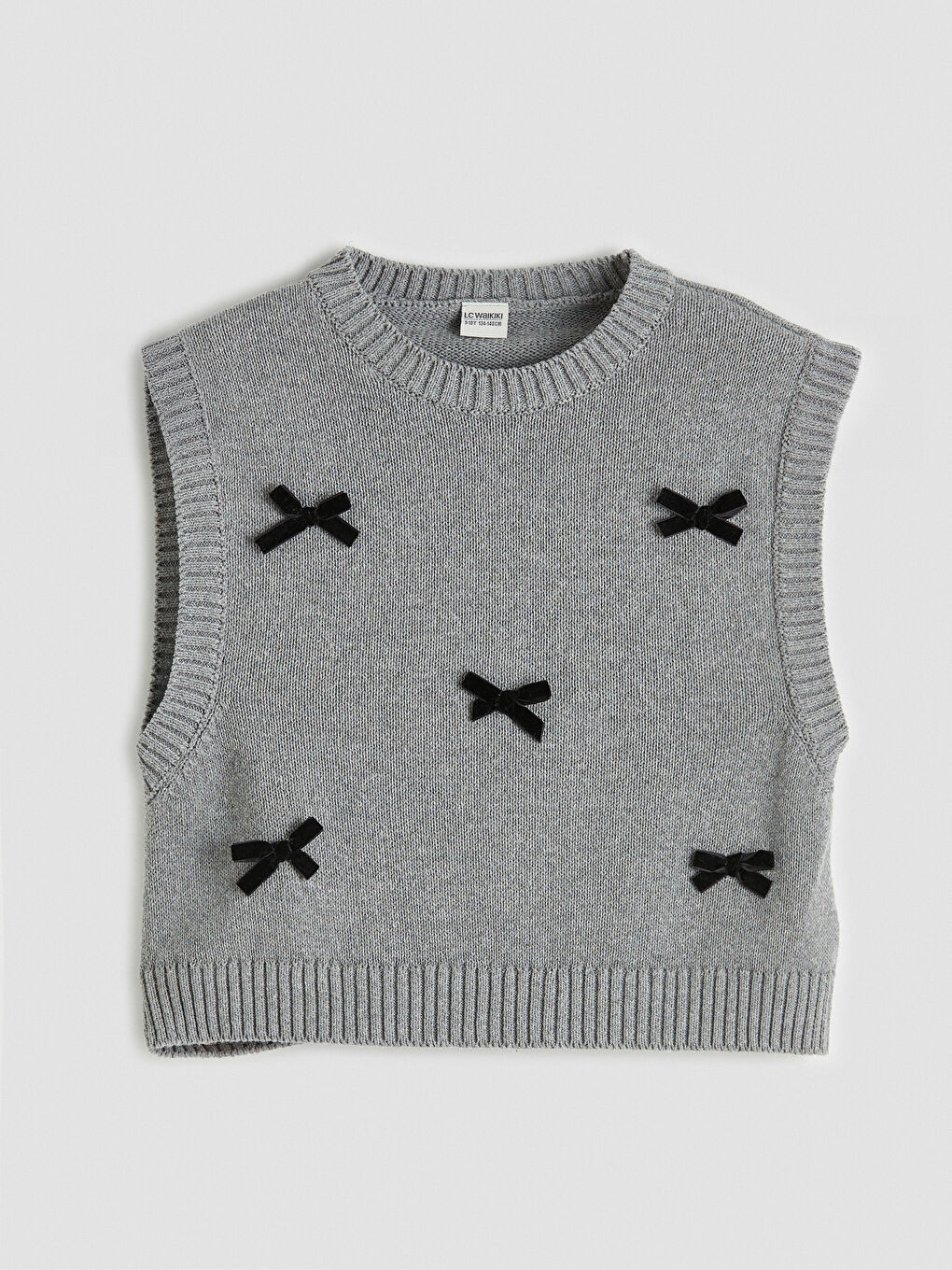 Girls' Knit Sweater and Shirt with Bow Detail-2