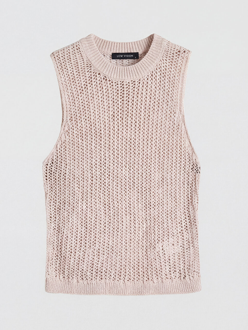 Bej Bisiklet Yaka Ajurlu Kadın Triko Atlet	