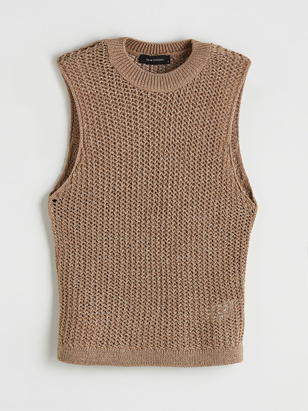 Kahverengi Bisiklet Yaka Ajurlu Kadın Triko Atlet	