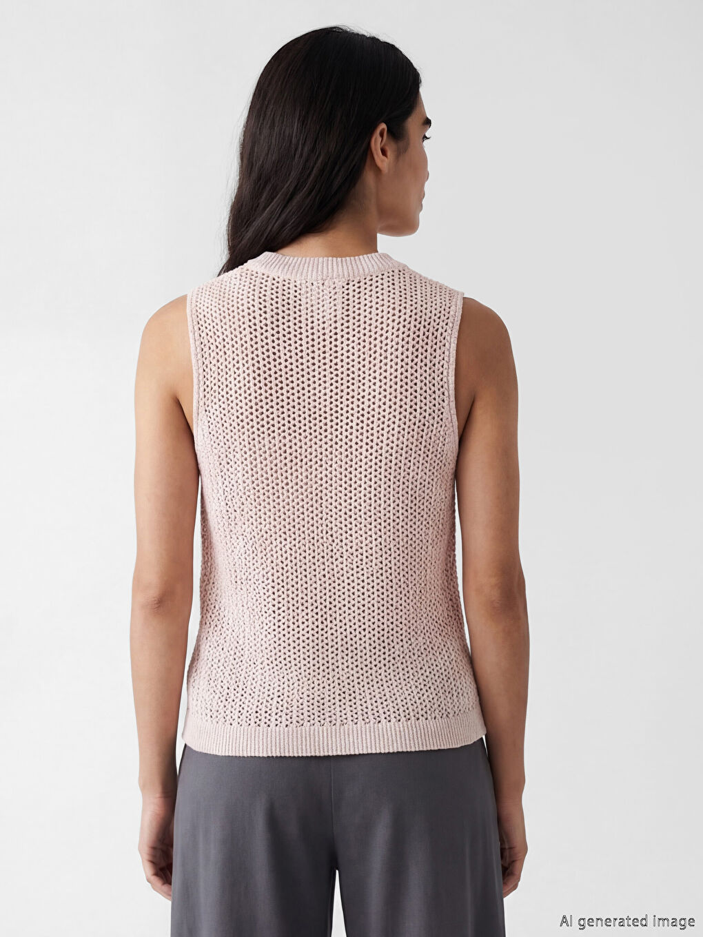 Bej Bisiklet Yaka Ajurlu Kadın Triko Atlet	-2