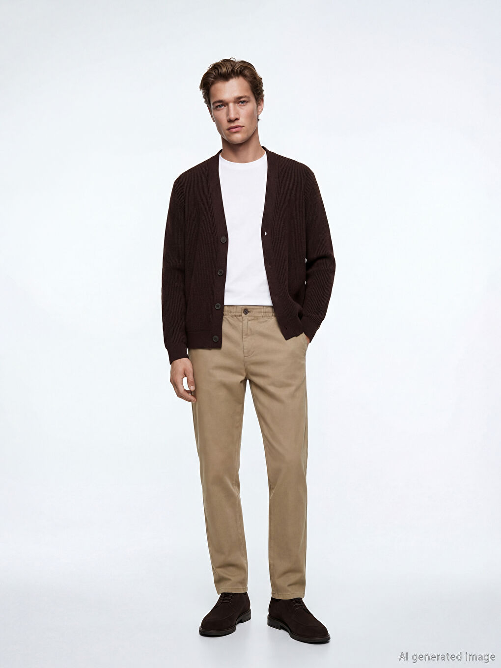 Kahverengi Standart Kalıp Erkek Pantolon-1