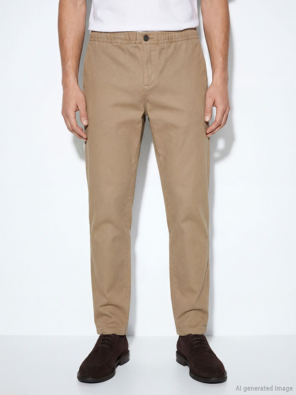 Kahverengi Standart Kalıp Erkek Pantolon-2