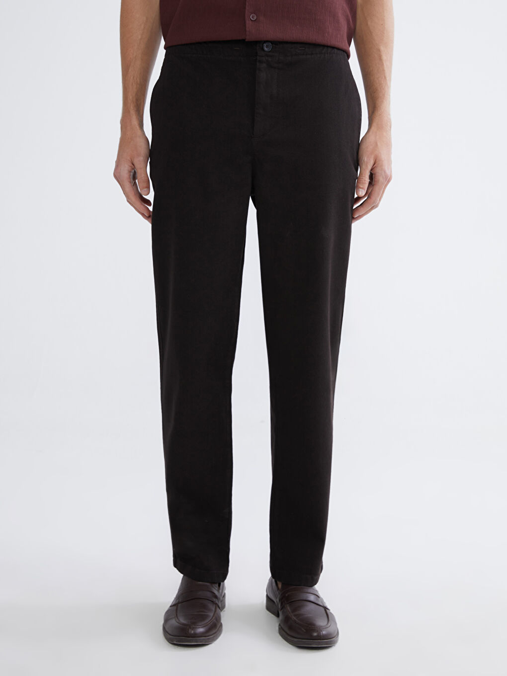 Kahverengi Standart Kalıp Erkek Pantolon-1