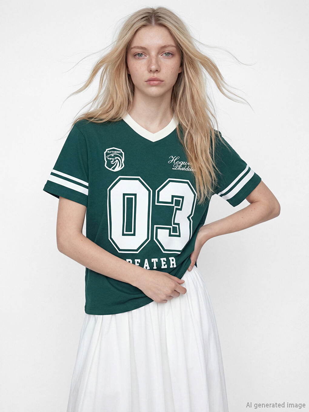 V Neck Harry Potter Printed Women's T-Shirt